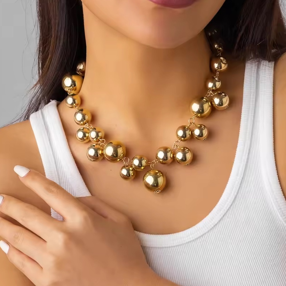 Gold Zara Gold Ball Gold Gold Beaded Necklace Adjustable